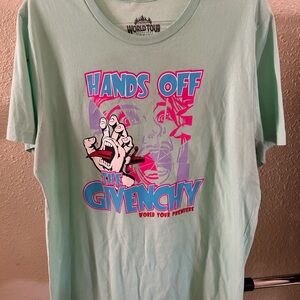 Givenchy Mint Graphic 'World Tour' Tee with Black Print